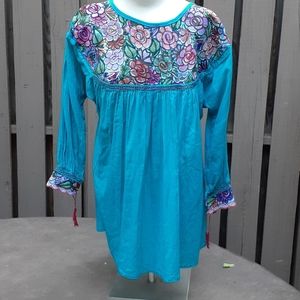 SALE! NEW Boho Guatemala Handsewn Teal Tunic